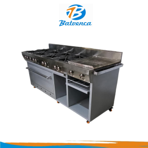 Cocina Industrial 8 hornillas multiples funciones pintada JCH / Mod. CIHPG8G