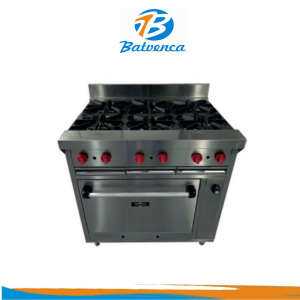 Cocina Industrial 6 hornillas con horno Ac. Inox. Metal Supreme / Mod. CIHM46018G