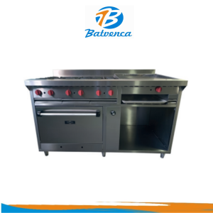 Cocina Industrial 6 hornillas multiples funciones Ac. Inox. con termostato Metal Supreme / Mod. CIHM46118G-2