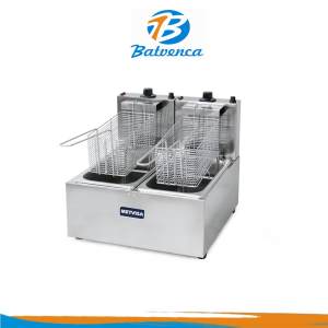 Freidora Electrica de mesa 3+3 Lts 2 cestas en Ac. Inox. Metvisa / Mod. FE3D1104