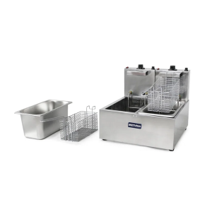 Freidora Electrica de mesa 3+3 Lts 2 cestas en Ac. Inox. Metvisa / Mod. FE3D1104