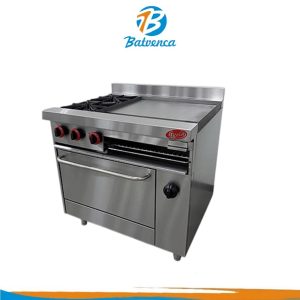 Cocina Industrial a gas 2 hornillas + horno + plancha Ac. Inox. Iboia / Mod. COC-IB.02.PTH